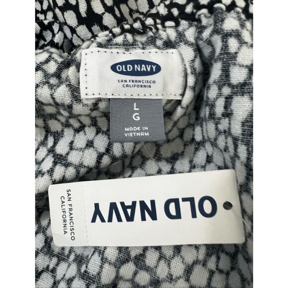 Old Navy Halter Ruffle Shorts Romper Jumpsuit Black & White Linen Size L Overlay - Picture 9 of 13